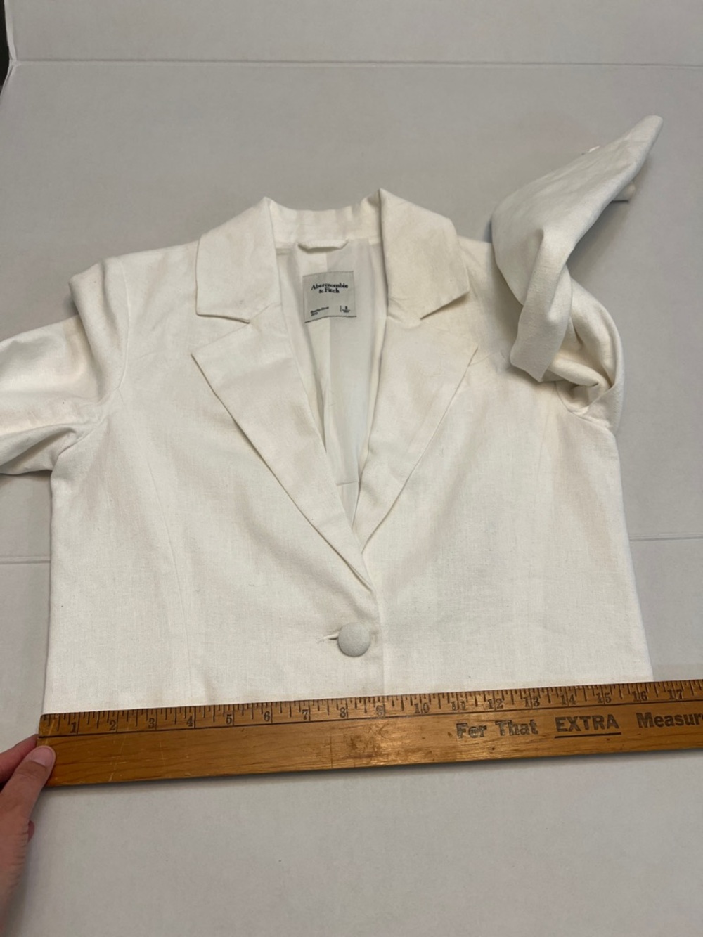 ABERCROMBIE & FITCH COTTON LINEN WOMENS CROPPED BLAZER WHITE SMALL - Picture 14 of 16